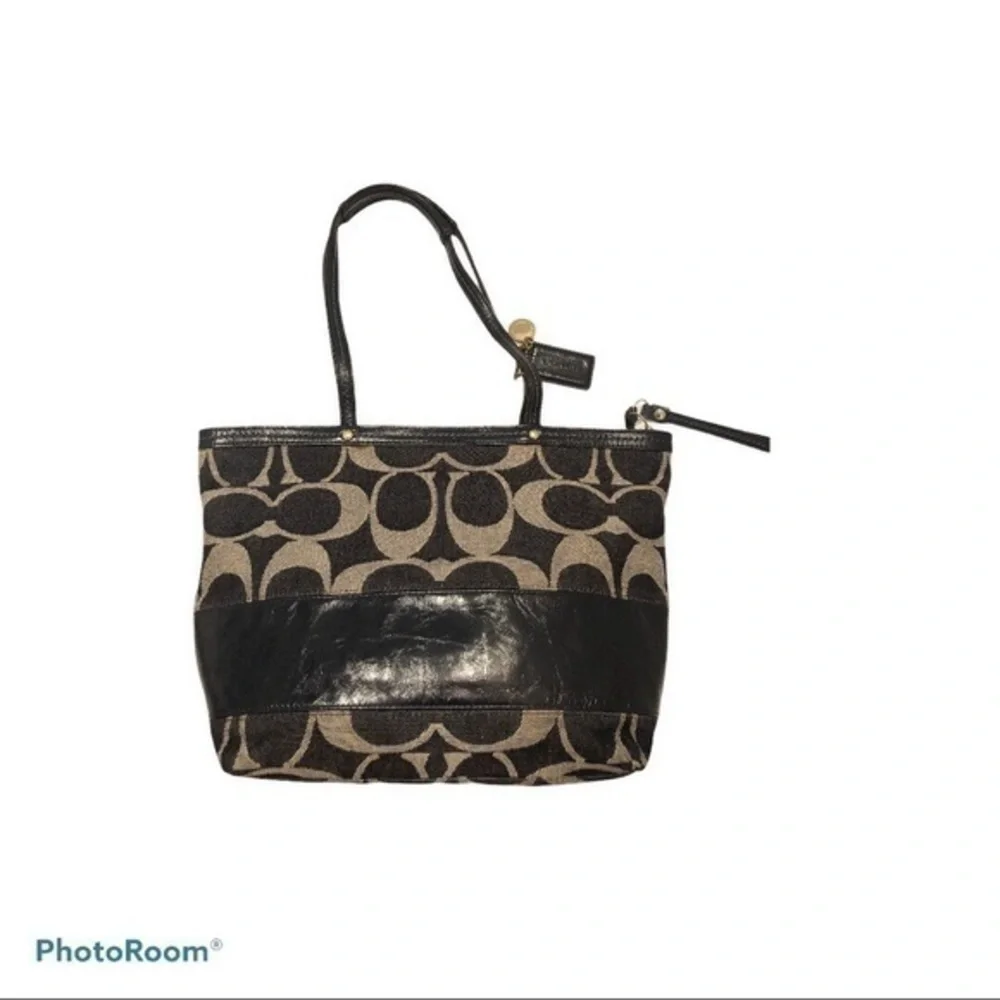 Coach 12546 signature legacy stripe denim tote bag